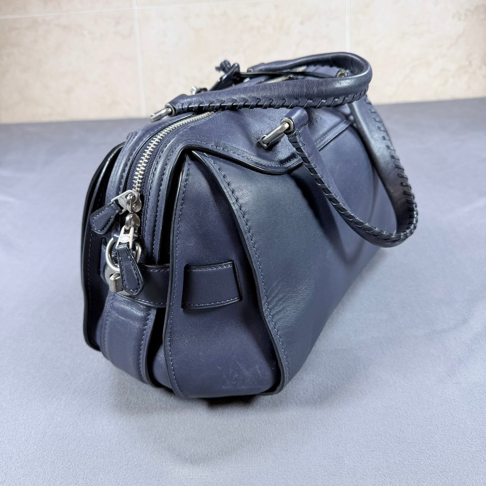 Coach Ace Satchel Glovetanned Leather Navy Blue 12x8x6.5 Braided Handles 37017 - Picture 3 of 16
